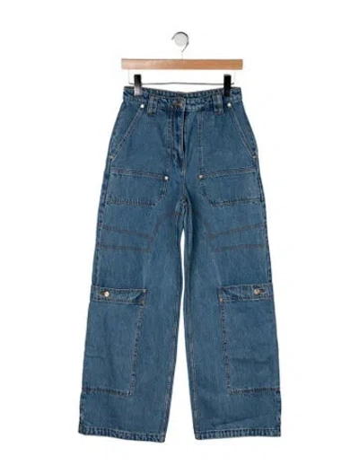 Pre-owned Cult Gaia High-rise Wide Leg Jeans In Blue