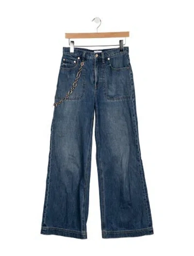 Pre-owned Cult Gaia High-rise Wide Leg Jeans In Blue