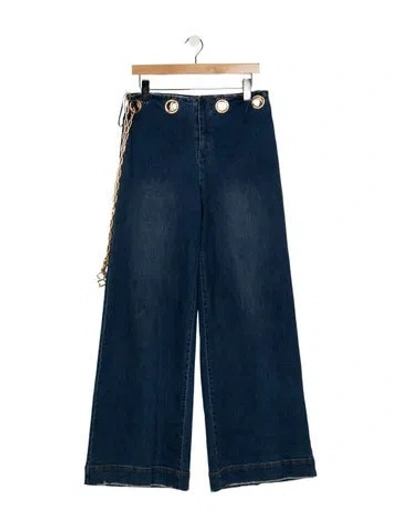 Pre-owned Cult Gaia High-rise Wide Leg Jeans In Blue