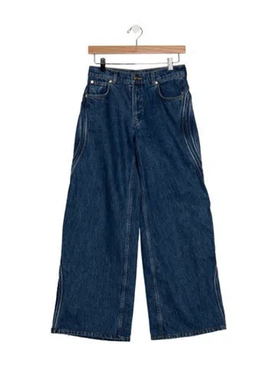 Pre-owned Cult Gaia High-rise Wide Leg Jeans In Blue