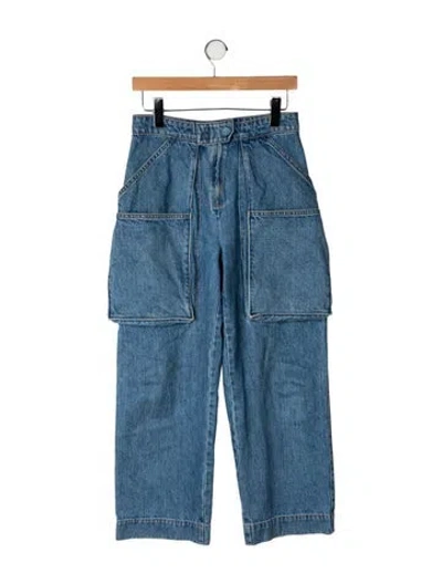 Pre-owned Cult Gaia High-rise Wide Leg Jeans In Blue