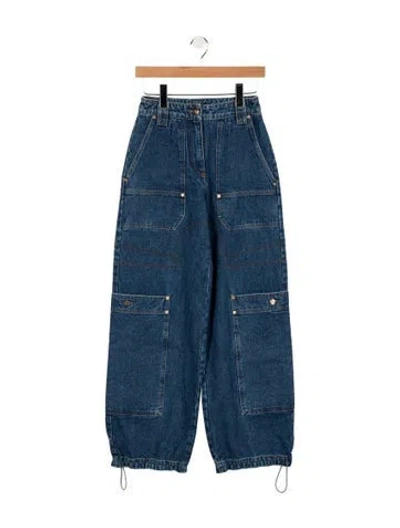 Pre-owned Cult Gaia High-rise Wide Leg Jeans In Blue