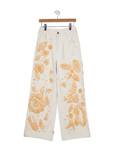 Pre-owned Cult Gaia High-rise Wide Leg Jeans In Yellow