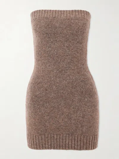 Cult Gaia Holland Wool-blend Mini Dress In Brown