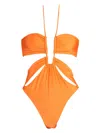 Cult Gaia Hollis Shimmer Cut-out One-piece Swimsuit In Orange