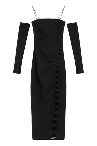 Cult Gaia Elegant Off-shoulder Midi Dress For Women In Black