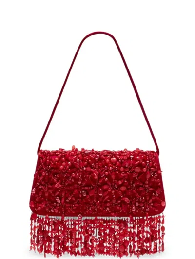 Cult Gaia Idalia Bead-embellished Fringed Shoulder Bag In Pattern