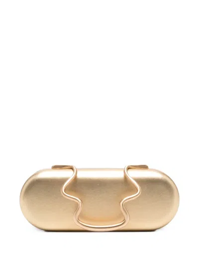 Cult Gaia Ilaria Metallic-finish Wave-handle Clutch Bag In Blue