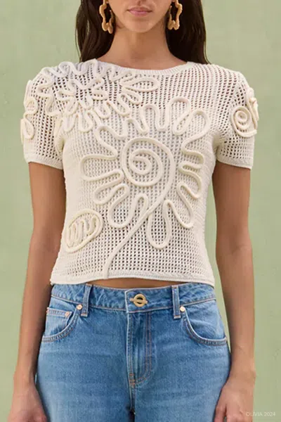 Cult Gaia Ileana Knit Top In Off-white