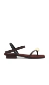 Cult Gaia Illene Leather Jewel Flat Thong Sandals In 浓咖啡色