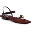Cult Gaia Illene Leather Jewel Flat Thong Sandals In Espresso
