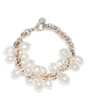 Cult Gaia Imitation Pearl Dangle Cluster Dolly Bracelet In Silver/pearl