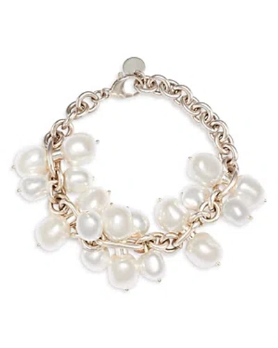 Cult Gaia Imitation Pearl Dangle Cluster Dolly Bracelet In Silver/pearl