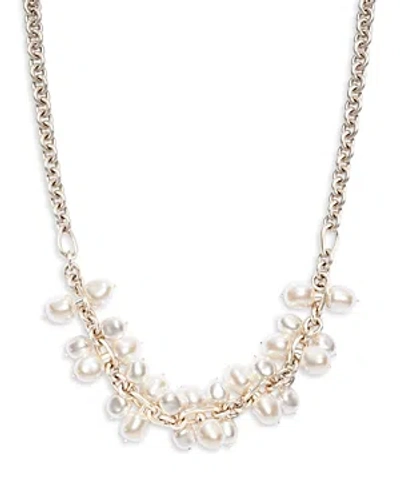 Cult Gaia Imitation Pearl Dangle Cluster Dolly Statement Necklace, 19.5 In Silver/pearl