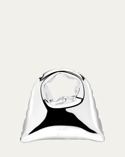 Cult Gaia Inara Structured Top-handle Bag In Shiny Silver
