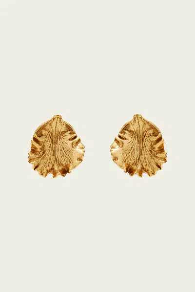 Cult Gaia Iris Leaf Earrings In Antique Brass In Gold