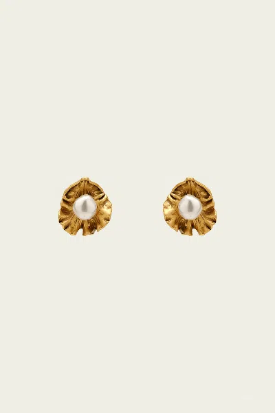 Cult Gaia Iris Perla Mini Earring In Antique Brass In Brown