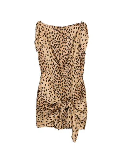 Cult Gaia Isma Leopard-print Knot-detail Mini Dress In Multi