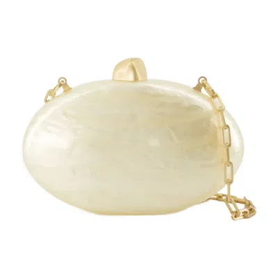 Cult Gaia Ivory Acrylic Brass Clutch In Yellow