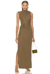 Cult Gaia Izola Draped Button Maxi Dress In Brown