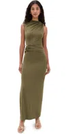 Cult Gaia Izola Embellished Gathered Stretch-jersey Gown In Green