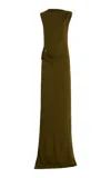 Cult Gaia Izola Open-back Draped Jersey Maxi Dress In Green