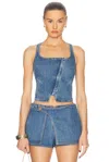 Cult Gaia Jade Top In Stone Wash
