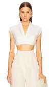 Cult Gaia Janette V-neck Crop Top In 米白