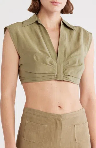 Cult Gaia Janette V-neck Crop Top In Green