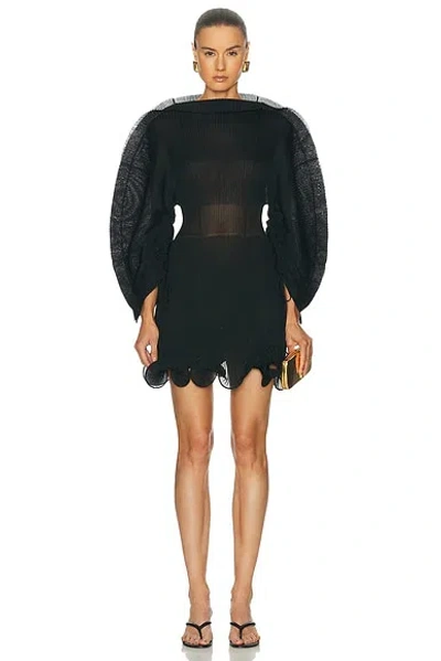 Cult Gaia Wide Sleeved Pleated Dress In Black