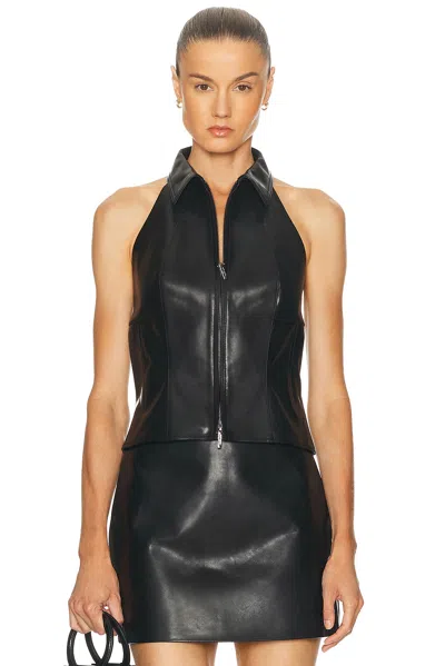 Cult Gaia Jill Leather Top In Black