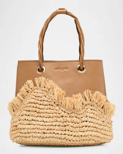 CULT GAIA JOJO RAFFIA & LEATHER TOP-HANDLE BAG