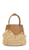 Cult Gaia Jojo Logo Embossed Tote Bag In 카멜