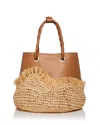 Cult Gaia Jojo Logo Embossed Tote Bag In Camel/gold