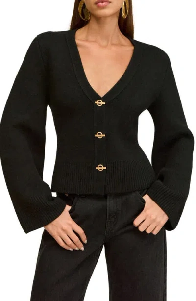Cult Gaia Jos V Neck Cardigan Sweater In Black