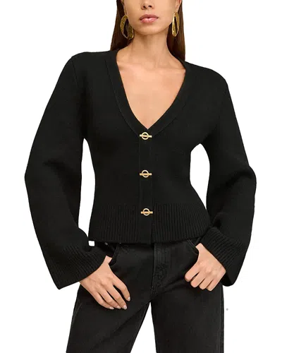 Cult Gaia Jos V Neck Cardigan Sweater In Black