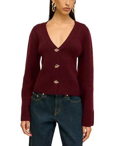 Cult Gaia Josia V Neck Cardigan Sweater In Burgundy
