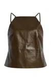 Cult Gaia Juji Leather Top In Brown