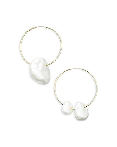 Cult Gaia Juno Cultured Freshwater Pearl Charm Hoop Earrings In Gold Tone In White
