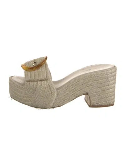Pre-owned Cult Gaia Jute Mules In Neutrals