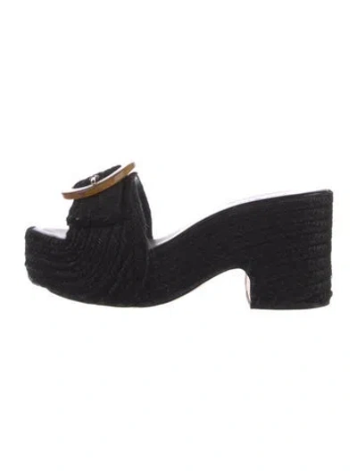 Pre-owned Cult Gaia Jute Slides In Black