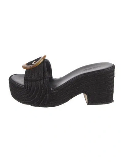 Pre-owned Cult Gaia Jute Slides In Black