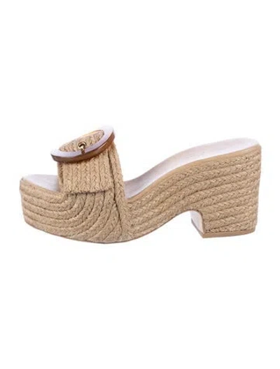 Pre-owned Cult Gaia Jute Slides In Neutrals