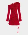 Cult Gaia Kaela Appliquéd Lyocell-blend Mini Dress In Merlot