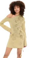 Cult Gaia Kaela Knit Dress Gold In Green