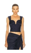 Cult Gaia Pleated Sweetheart-neck Top In Blue