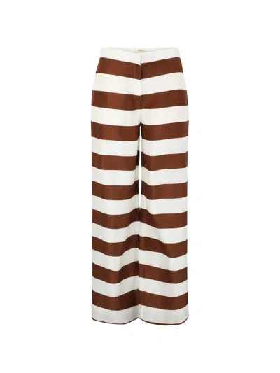 Cult Gaia Kaliluna Striped Trousers In Brown