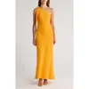 Cult Gaia Kamilla One-shoulder Stretch Silk Gown In Orange