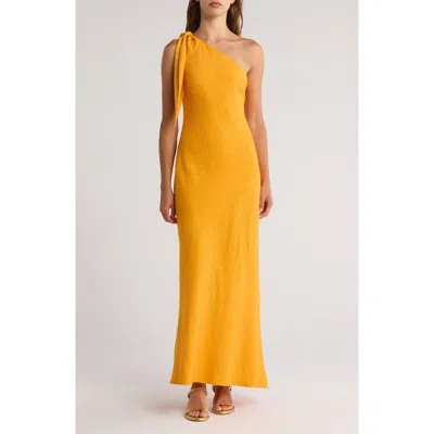 Cult Gaia Kamilla One-shoulder Stretch Silk Gown In Orange