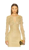 Cult Gaia Long-sleeved Knitted Cardigan In Gold